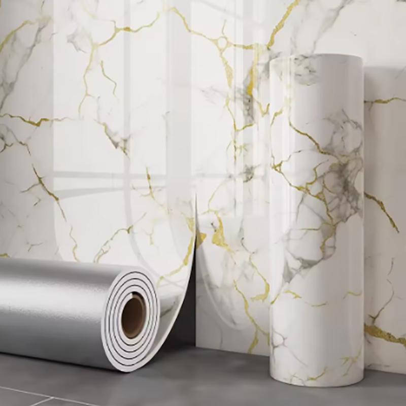 1 Rola Tapet Autocolant Imitație Faianță Spumă Groasă Marmură Decor Dormitor Living Autocolant de Perete Impermeabil Baie
