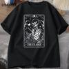 The Reader Tarot Card T-Shirt Skeleton Reading T Shirt Summer Cotton Book Lover Bookish Tshirt Men Unisex Oversized Tees