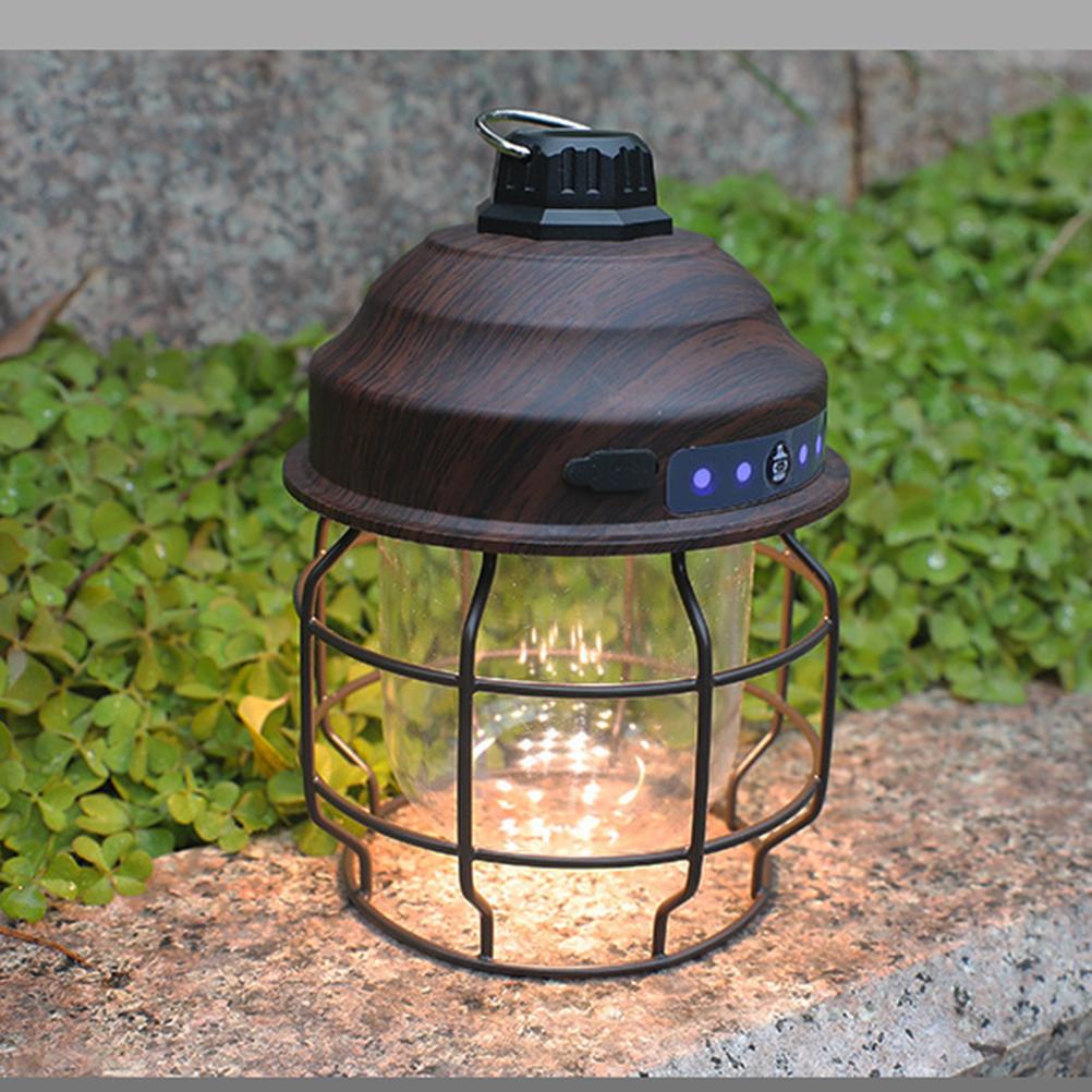 LED Vintage Lantern Outdoor Hanging Camping Lanterns Portable Rechargeable Tent Light with Carabiner Antique Night