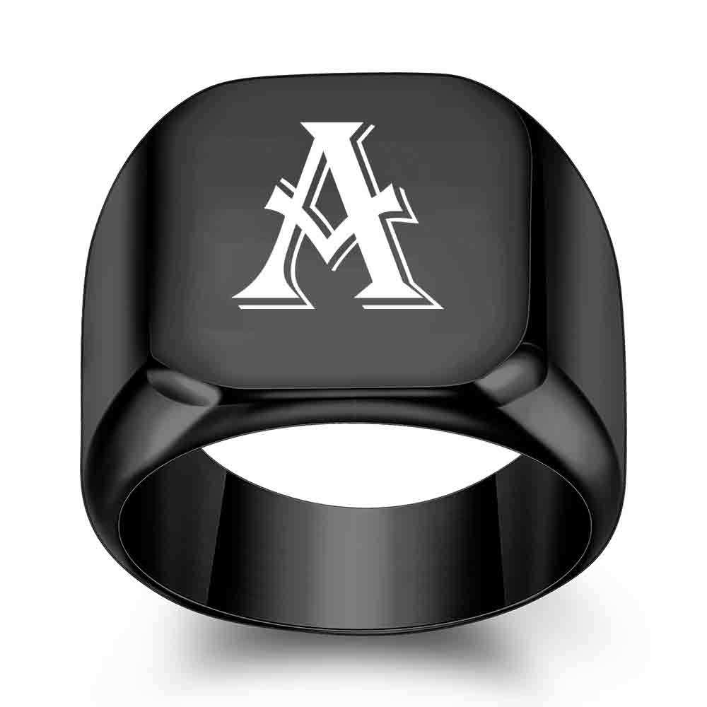 1Pcs Personalised Initial Engrave A to Z Alphabet ring  Stainless Steel Rings 4