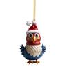2D Christmas Rooster Ornament Cartoon Car Chicken Pendants Flat Rooster Pendant  Party Supplies