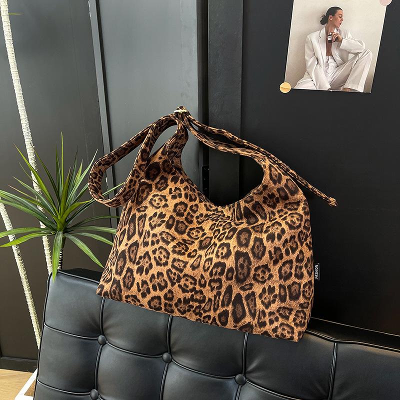 Suede Leopard Print Bag Women's Large-capacity New Autumn and Winter Matte Retro Messenger Bag Tote Bag