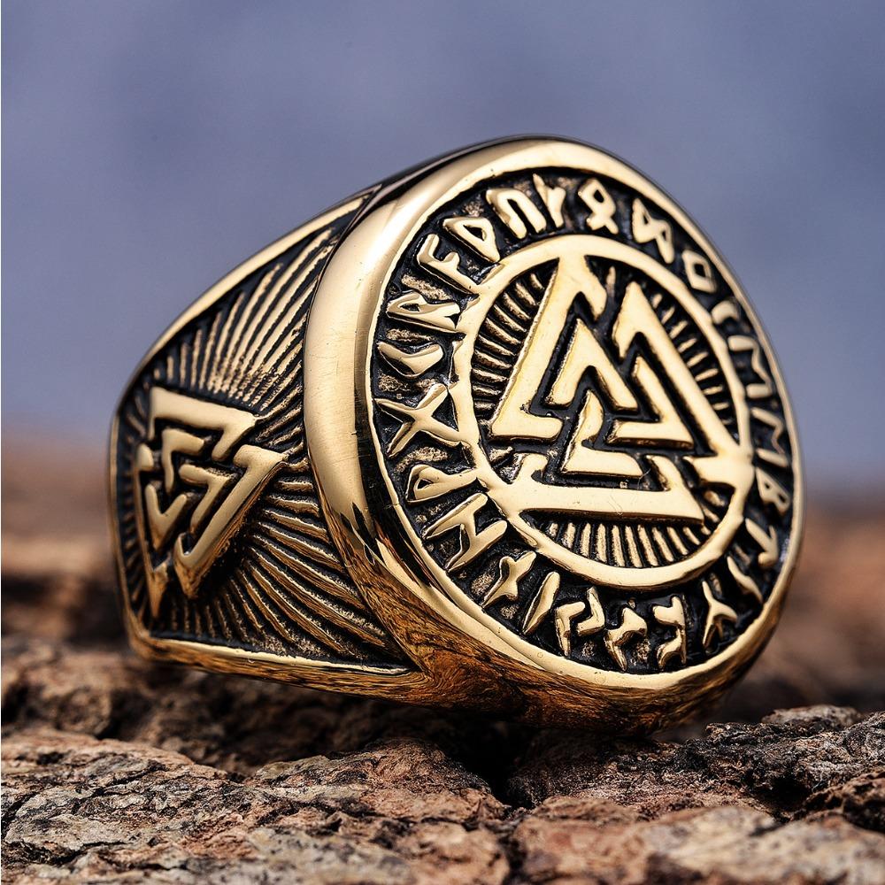 Mens Viking Rune Ring Titanium Steel Jewelry Norse Symbol Unique Stylish Accessory