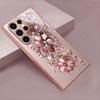 Rose Gold Jewel Bloom Pink Metallic Glass Phone Case For Samsung A33/A34/A36/A42/A50/A51/A52/A53/A54/A55/A56/70 71 72 Back Cover