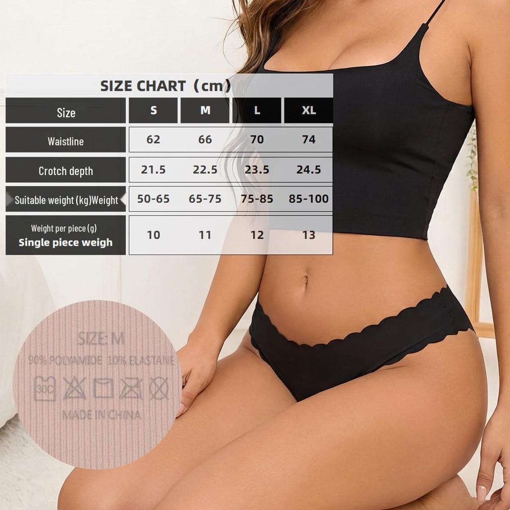 Dámské bezešvé kalhotky tanga s krajkovým lemem a nízkým pasem