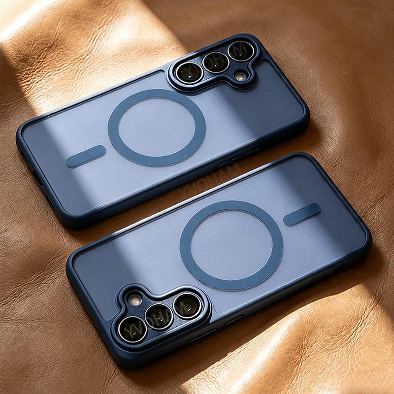 Luxury Matte Translucent For Magsafe Phone Case for Samsung S26 S25 S24 S23 Ultra Plus Cases Magnetic Wireless Charging Cover