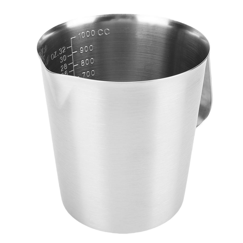 Messbecher aus Edelstahl Milchaufschäumkännchen mit Oz/ml-Markierung Milchaufschäumbecher mit Griff 1000 ml
