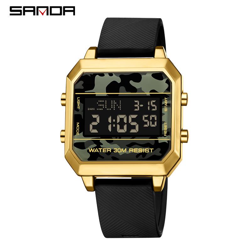 Sanda Men's Tactical Alarm Clock Camouflage Sports Wristwatch
