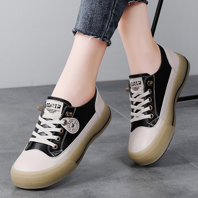 

Спортивная и повседневная обувь на лето Новая натуральная кожа Белые туфли Корейский стиль Модная Универсальная Классическая на толстой подошве Немецкие тренировочные туфли 40