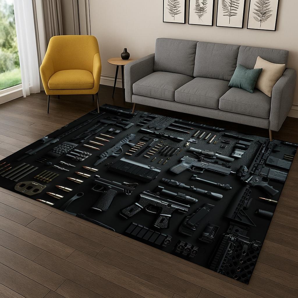 Military Guns Firearms Set Carpet Rug Mat for Home Bedroom Living Room Sofa Doormat Kitchen Decor,Kid Play Non-slip Area Rug