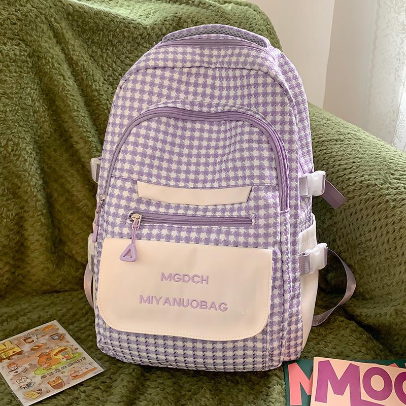 School Bag Children Elementary School Girls Plaid Middle School Students No High Quality Fashion Junior High School Backpack