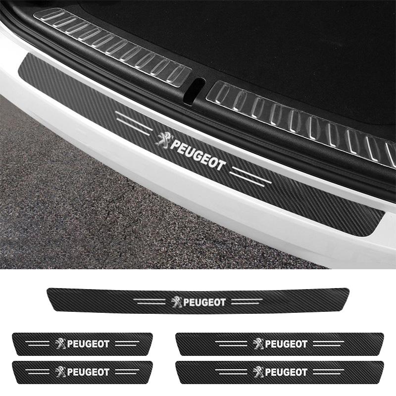 2026 Hot Car Sticker 1/4/5Pcs Car Door Sill Scuff Plate Decor Carbon Fiber Stickers For Peugeot 206 307 308 3008 207 208 407 408