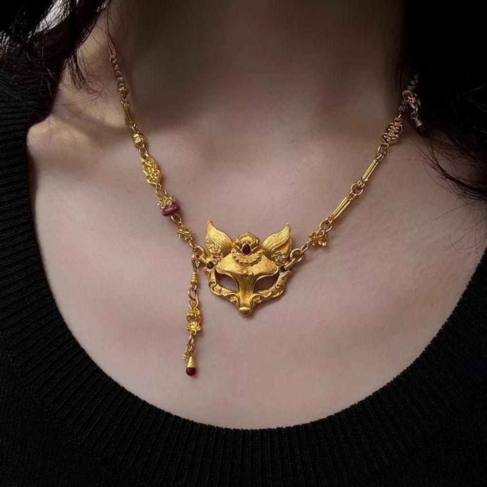 Elegant Chinese Style Necklace Zinc Zinc Alloy Handmade Bead Bracelet Vixen Mask Bracelet  Gift