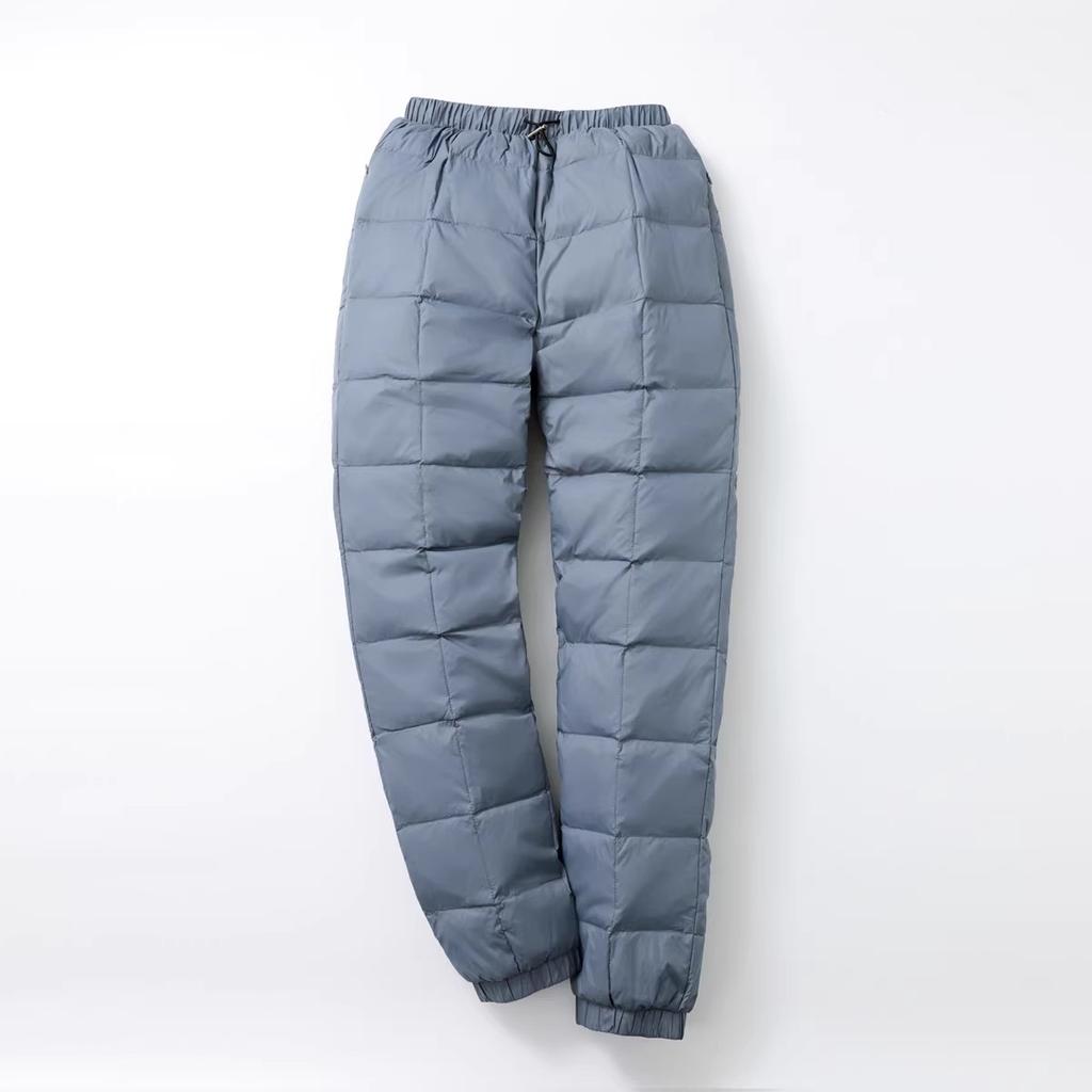 Women Men's Down Pants Winter High Waist Warm Straight Female Casual Trousers