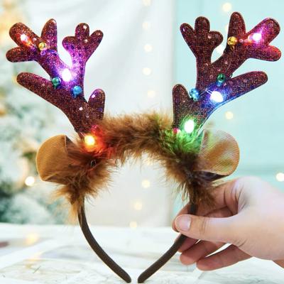 Weihnachten Stirnband Rentier Geweih Haar Hoop Leuchtendes Haarband Weihnachten Kopfbedeckung für Frauen Mädchen Festival Party Haarschmuck