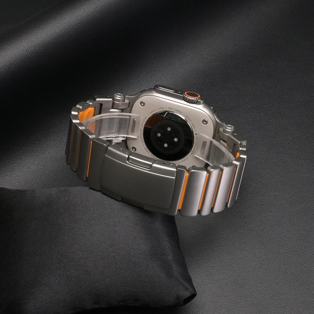 Titanium Rubber Watchband for Apple Watch Ultra 3 Band 49mm Man Metal Strap for Iwatch Series 11 10 9 8 7 6 5 SE3 44mm 45mm 46mm