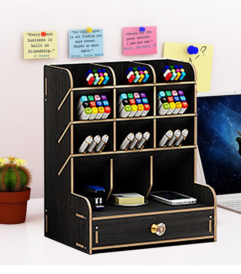 

Популярный держатель для ручек, ящик для хранения, самодельный деревянный креативный офисный стеллаж для хранения канцелярских принадлежностей для студентов