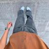 Mens High Street Washed Cargo Pants Straight Leg Loose Fit Casual Trousers