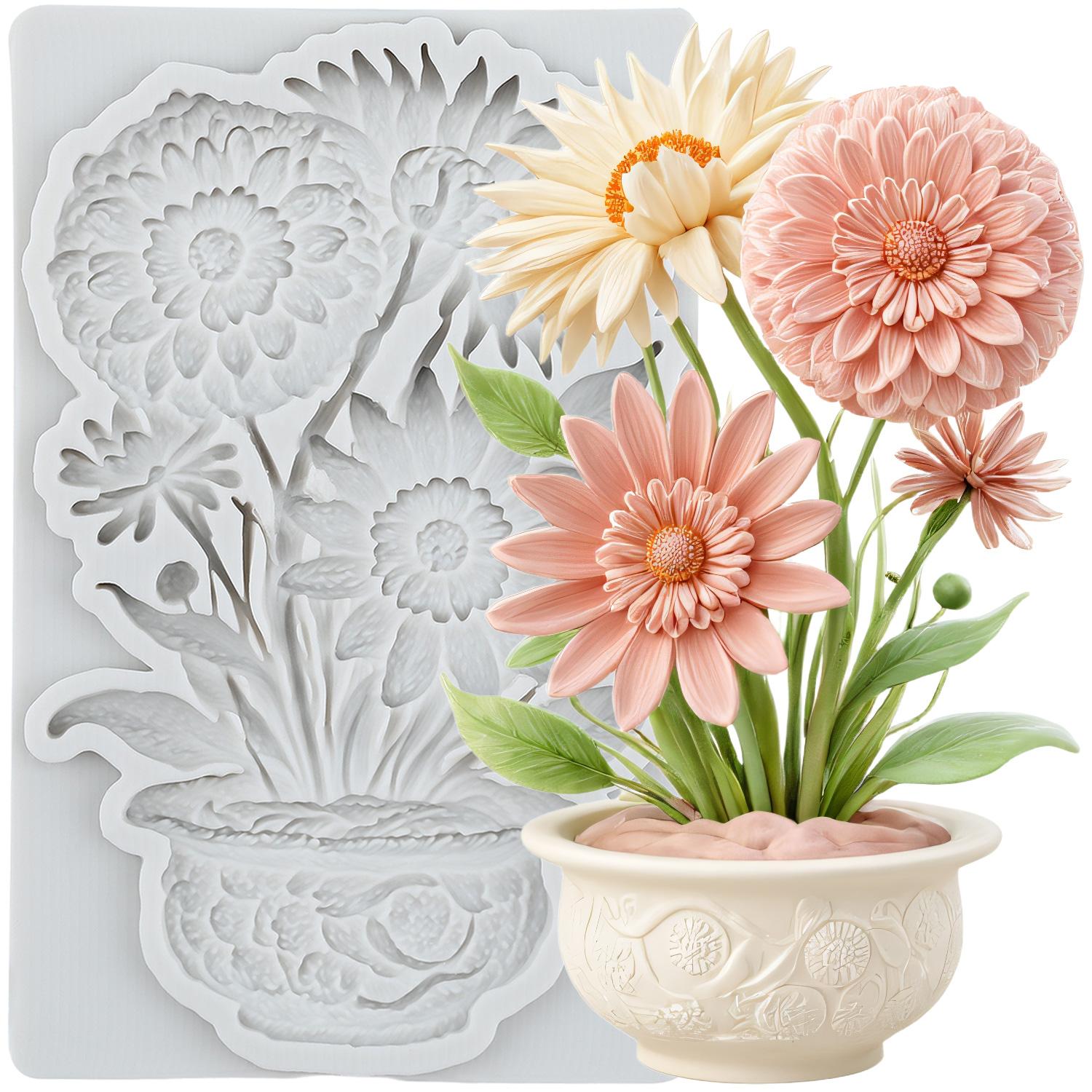 

Силиконовые формы для цветов хризантемы, форма для горшка для цветов, форма для мастики, инструменты для украшения торта, топпер для кекса, форма для конфет, шоколада, гампасты серый