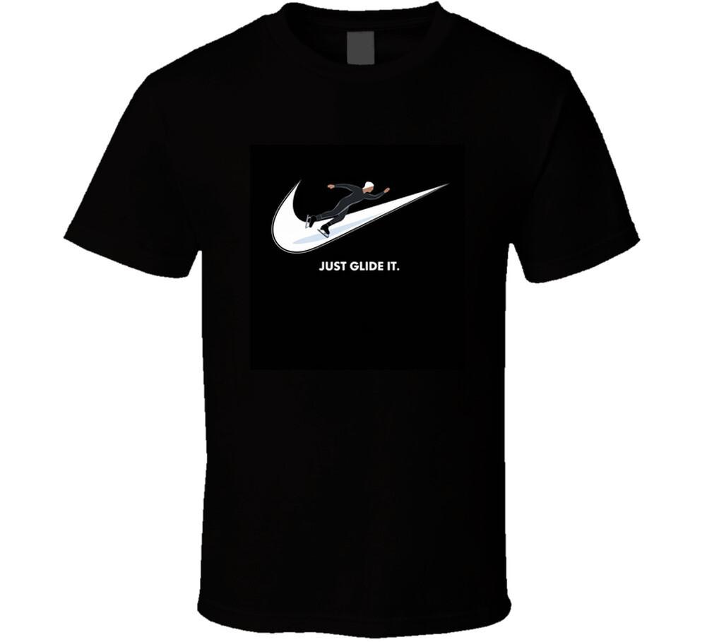 New Ice Skating Figure Just Glide It Swoosh Parody Just Do It T Shirt L