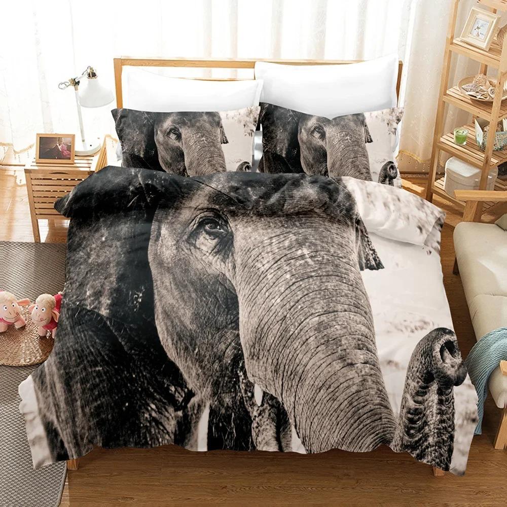 

Warm Classic 3D Elephant Sets Design Black Wildlife Soft Polyester Queen Full Quilt Comforter (quilt)-EU Single(135*200cm)3pcs