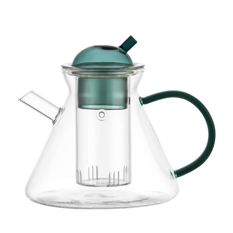 500ml Nórdico Alto Borosilicato Colorido Tapa de Olla Vidrio Elaboración de Té Tetera de Flores Juego Resistente al Calor Cafetera Tetera Japonesa