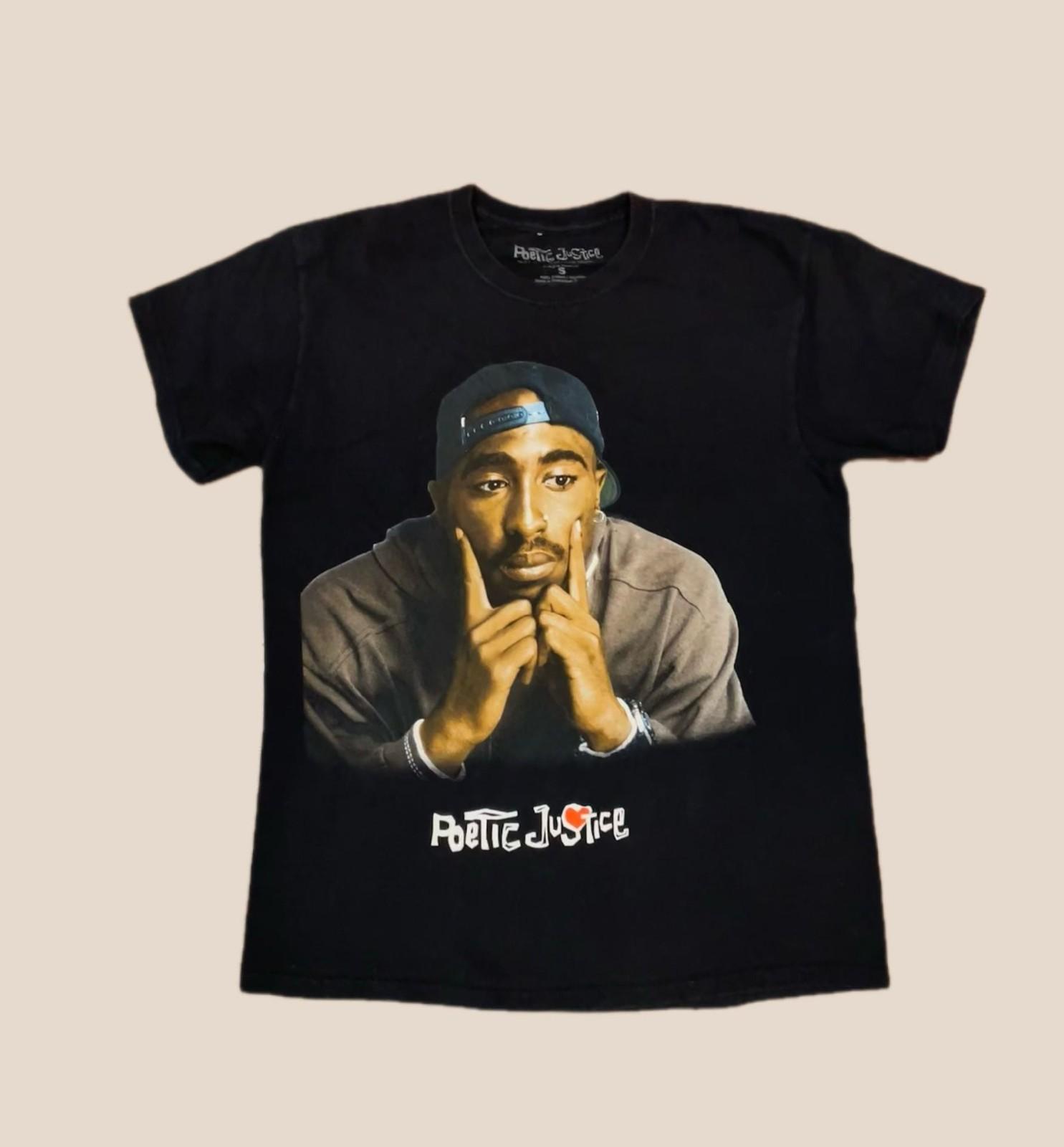 Tupac Poetic Justice Graphic Tee Black Y2K Rap Streetwear Shirt Unisex T-Shirt L