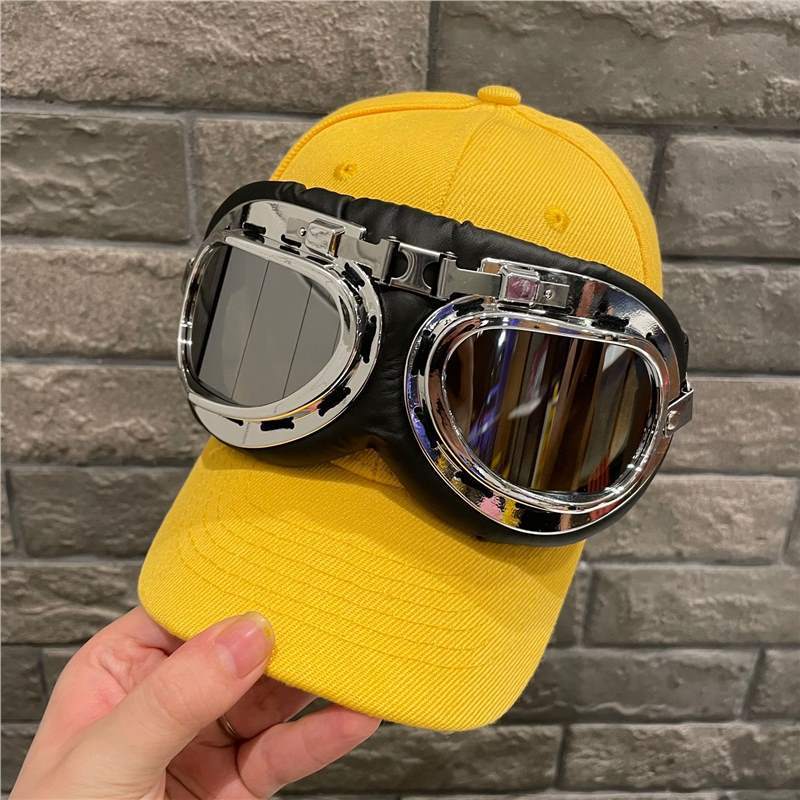 Pilot Hat With Sunglasses For Kids And Adults Windproof Sun Protection Stylish Streetwear