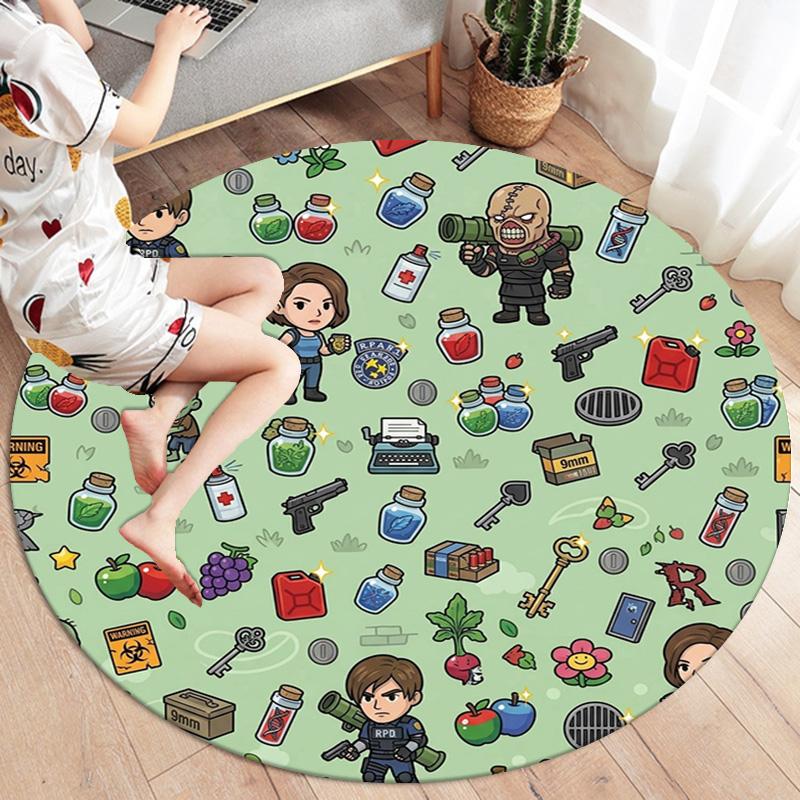 שטיח עגול Resident Evil שטיח לסלון חדר שינה ספה חדר משחקים עיצוב מחצלת רצפה מונעת החלקה