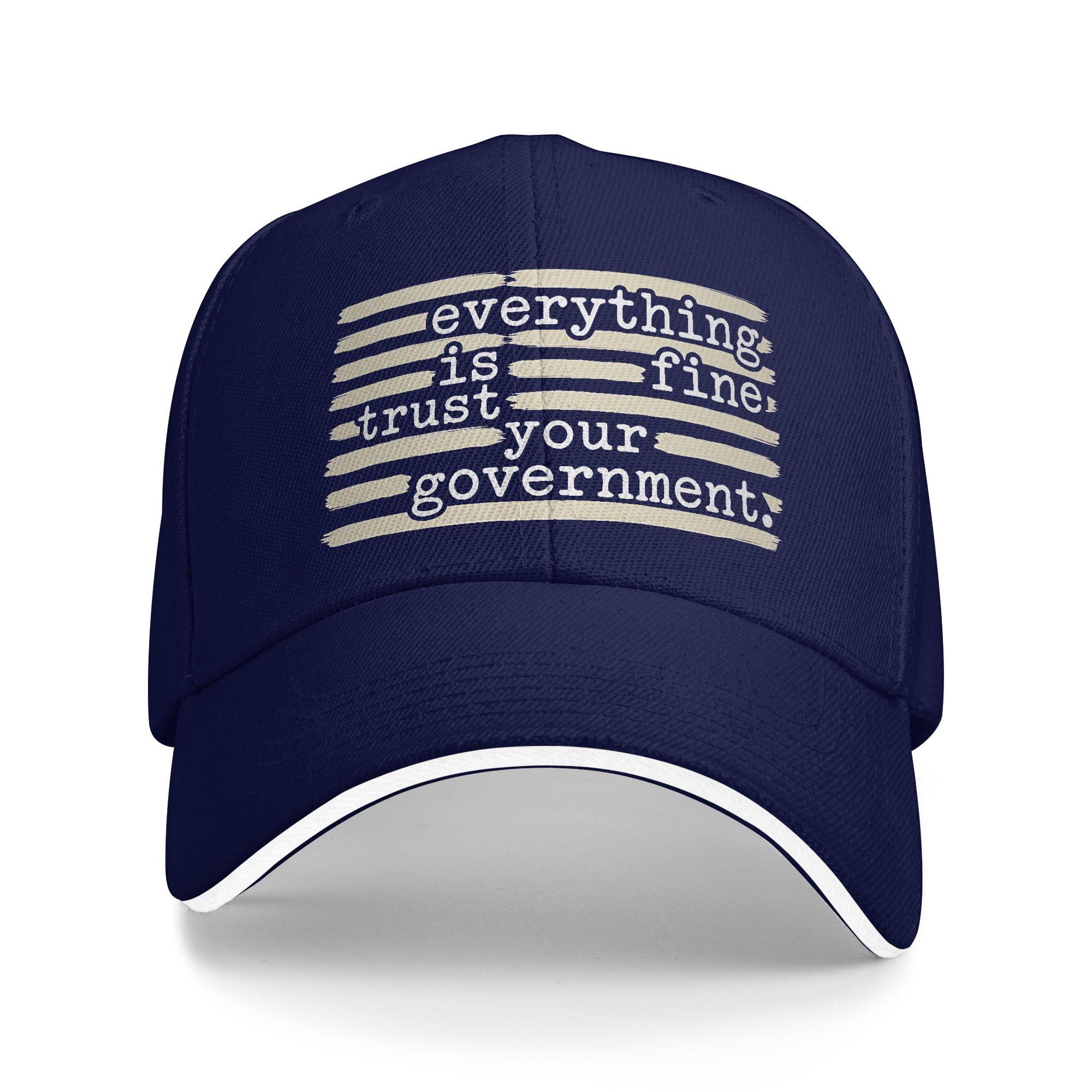 

Everything Is Fine Trust Your Government Redacted Casual Baseball Cap Spring Trucker Hat Sun Hunting Hip Hop Hats Baseball Caps As Picture темно-синього кольору