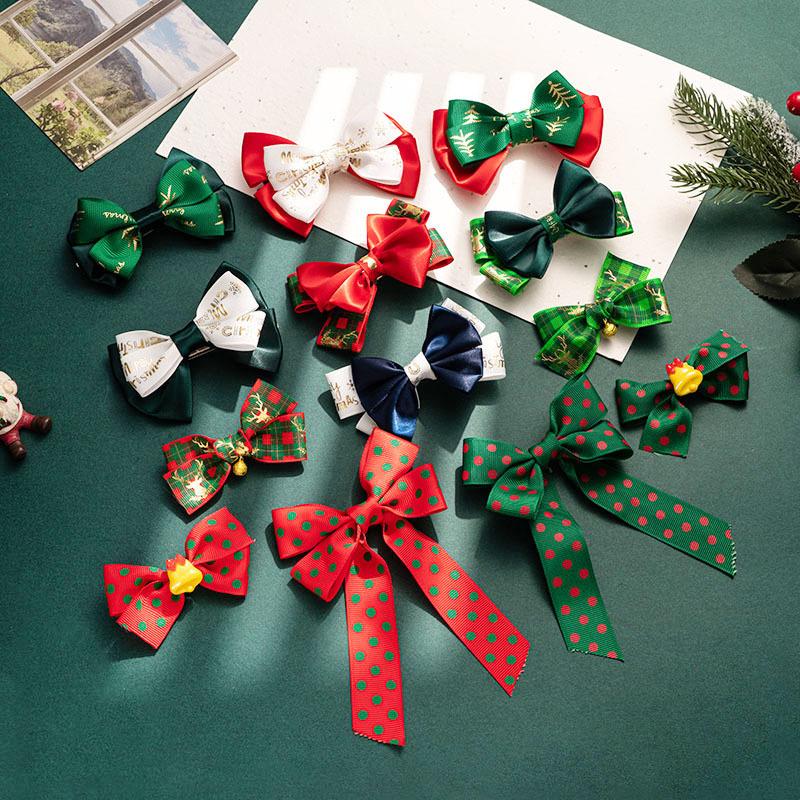 1PCS Christmas Children's Red Bow Hairpin Princess Versatile Back Head Hairpin Girl Top Clip New Year Girl Headwear
