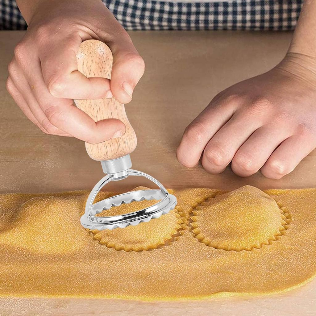 3PCS Ravioli Pasta Cutter Set, Ravioli Stamp Maker with Wooden Handle Ravioli Cutter Pasta Cutter for Ravioli, Pasta, Dumplings Lasagna, Pierogi