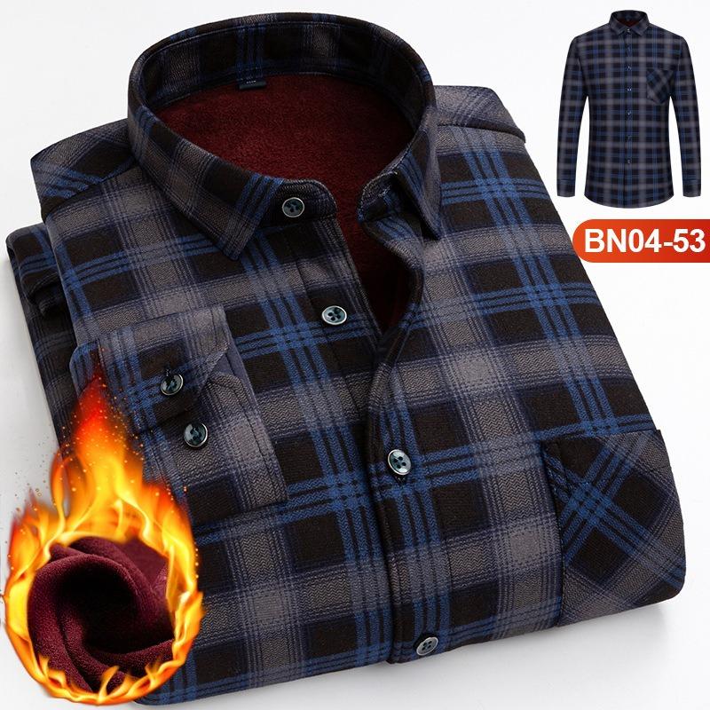 Winter Sherpa Lined Flannel Shirt Jackets for Men Long Sleeve Button Down Fleece Dress Shirts Men's Casual Warm Comfortable Thermal Shirt With Pockets