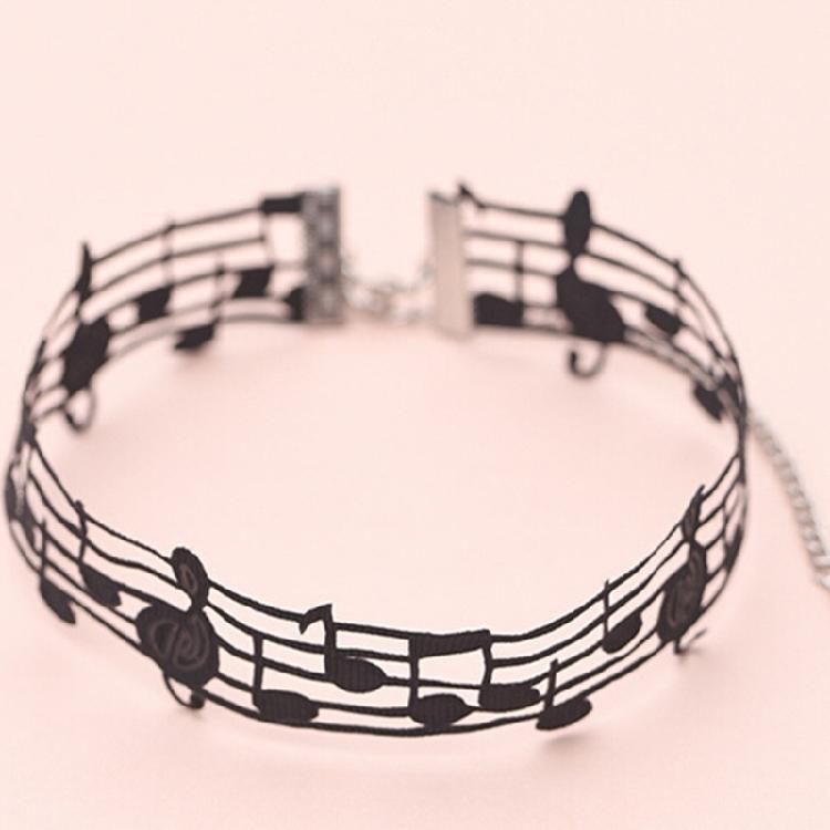 Exquisite Black Short Necklace with Soft and Intricate Details Unique Music Symbol Jewelry Suitable for a Fashion Look