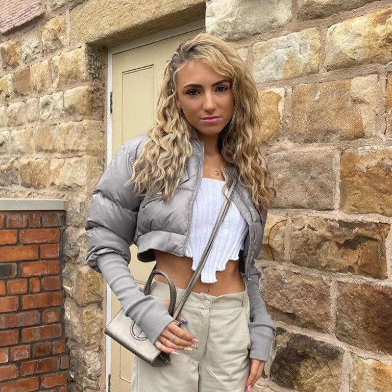 

Зимнее женское шикарное тонкое теплое короткое пальто, парки, уличная бандана с принтом, на молнии с отложным воротником, хлопковая куртка с длинным рукавом XL серый