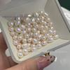 5-6mm Rice-Shaped Freshwater Pearl Beads, Half-Drilled, Strong Luster, with Minor Imperfections, Ideal for DIY Jewelry.