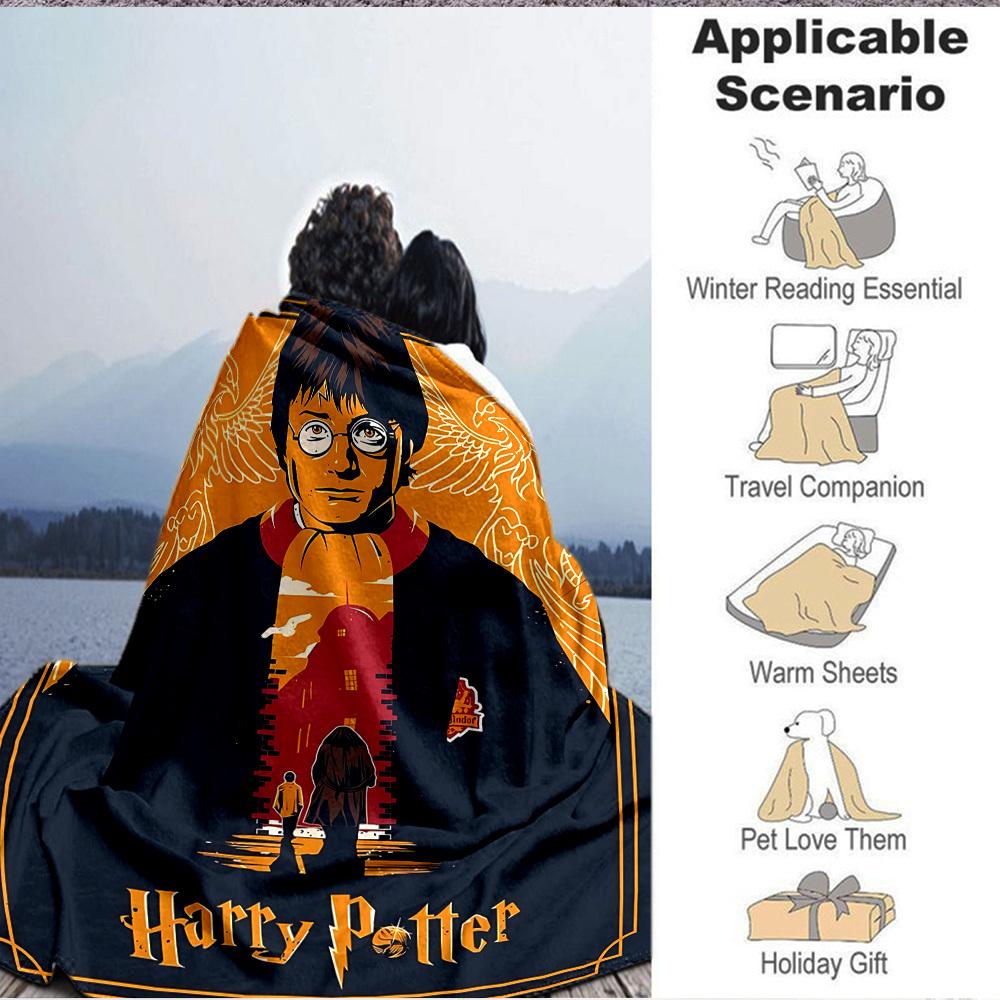 1pc Harry Potter Flannel Throw Blanket - HD Printed Lightweight Soft Warm All-Season Blanket for Sofa, Bed, Travel, Camping 098