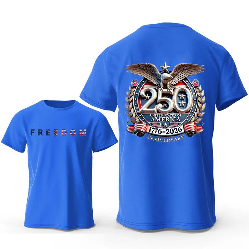 USA 250th Anniversary Freedom Eagle Emblem Short Sleeve T-Shirt