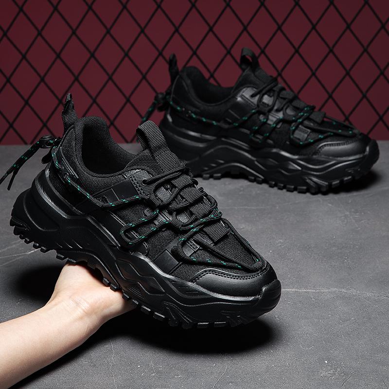 

Мужские белые спортивные туфли на платформе, женские уличные кроссовки унисекс, черные кроссовки для бега, студенческие, толстая подошва, большие размеры, пара EU: 36 чёрный