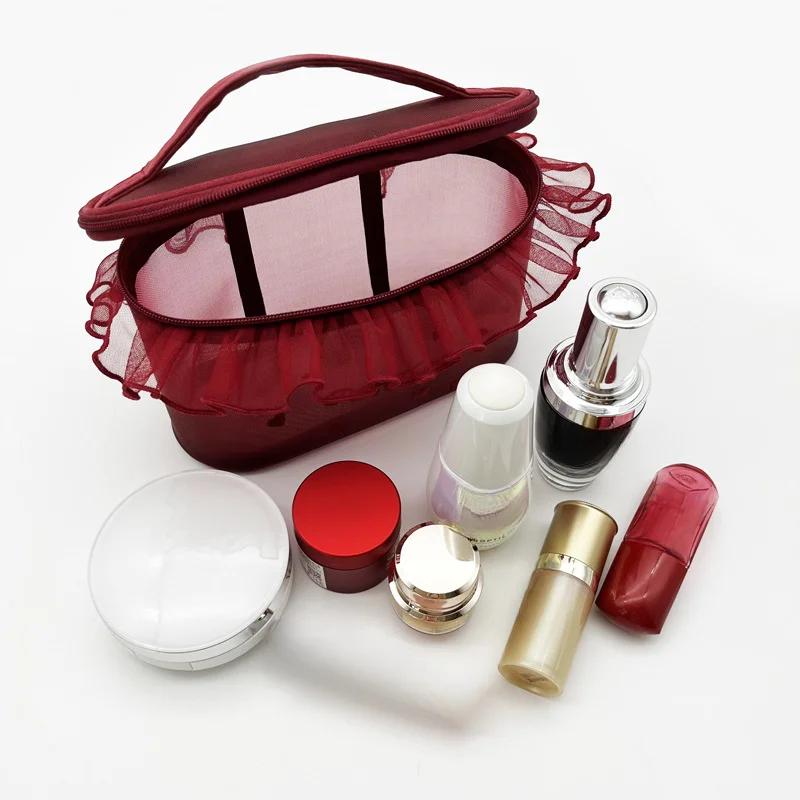 Petit Trouver Mesh Love Embroidered Lace Portable Cosmetic Makeup Bag Cute Tissuecouple gift for valentine's day products