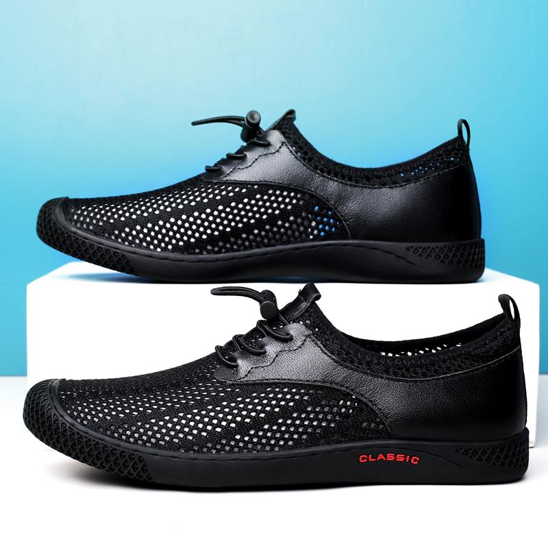 Męskie Mokasyny Duży Rozmiar Buty Płaskie Kapcie Wsuwane Męskie Buty do Jazdy Moda Lato Oddychające Puste Styl Miękkie Męskie Mokasyny