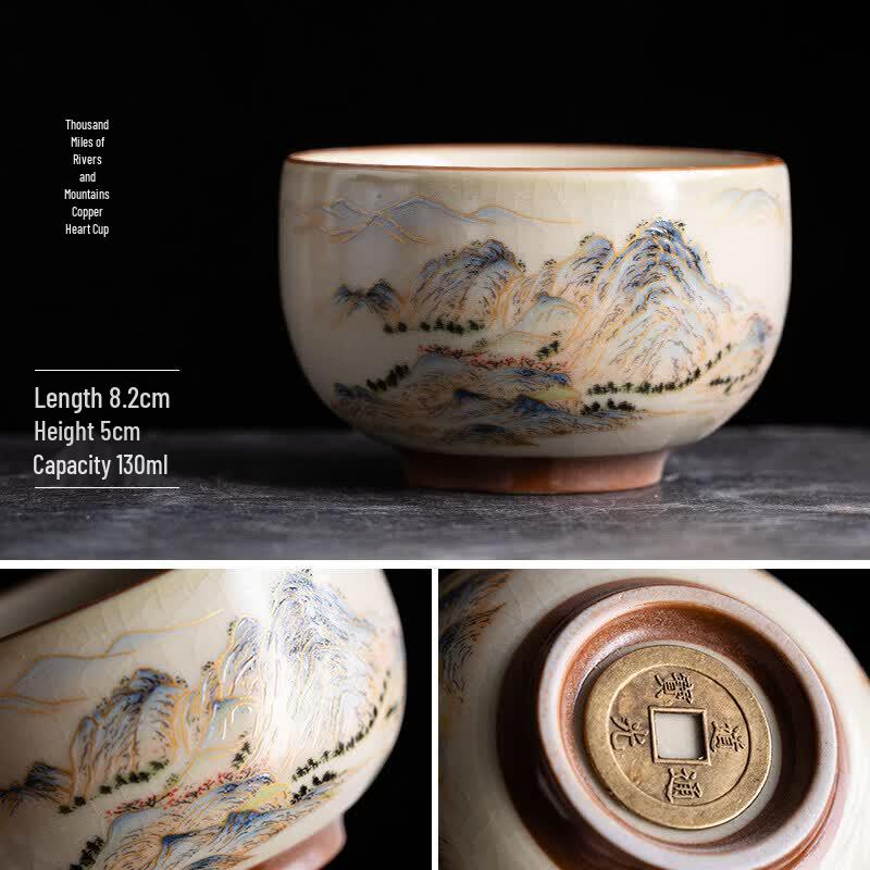 Qiwei Ceramic Gongfu Teacup with Crystal Inner Liner