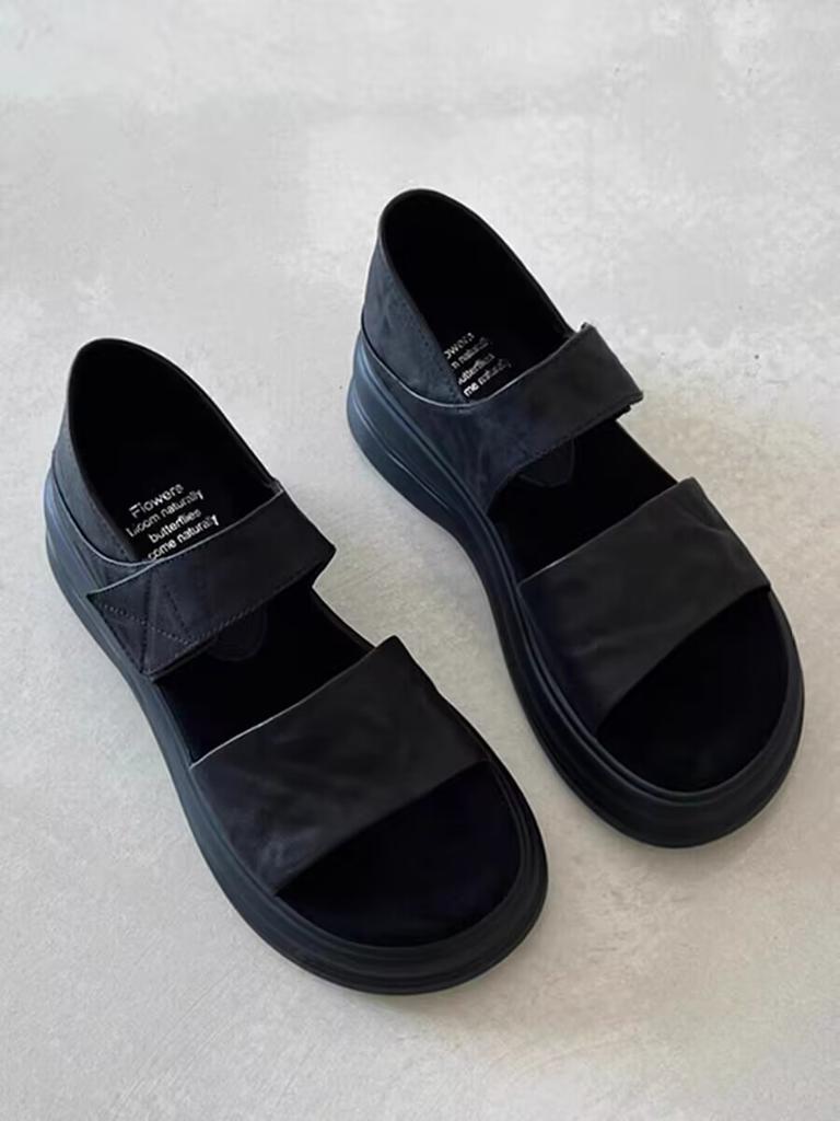 Sheepskin Model~ Platform Sandals Women's Summer Wear Retro Casual Height Increase Skirt Beautiful Versatile Soft-soled Roman Shoes