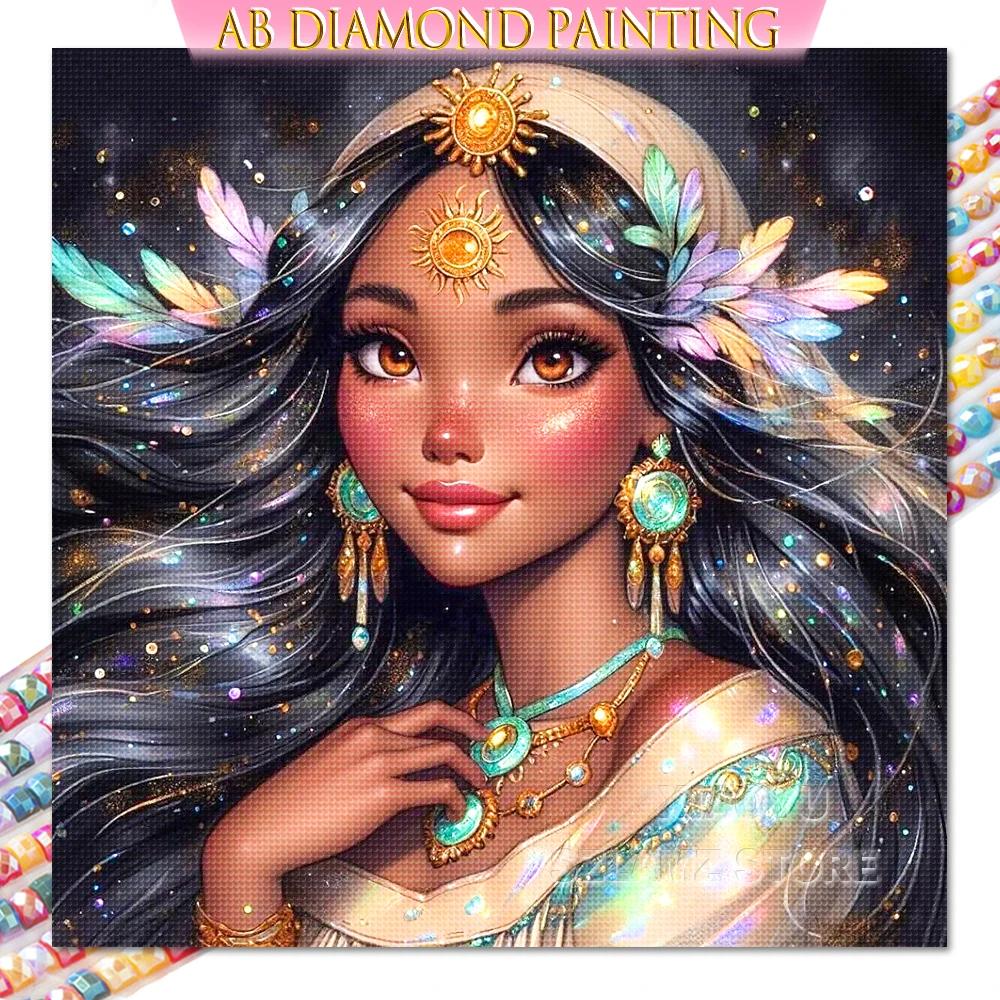 Princess Tiana Diamond Painting Kit AB Round Drills Art Embroidery Mosaic Handmade Gift New Wall Decoration Products