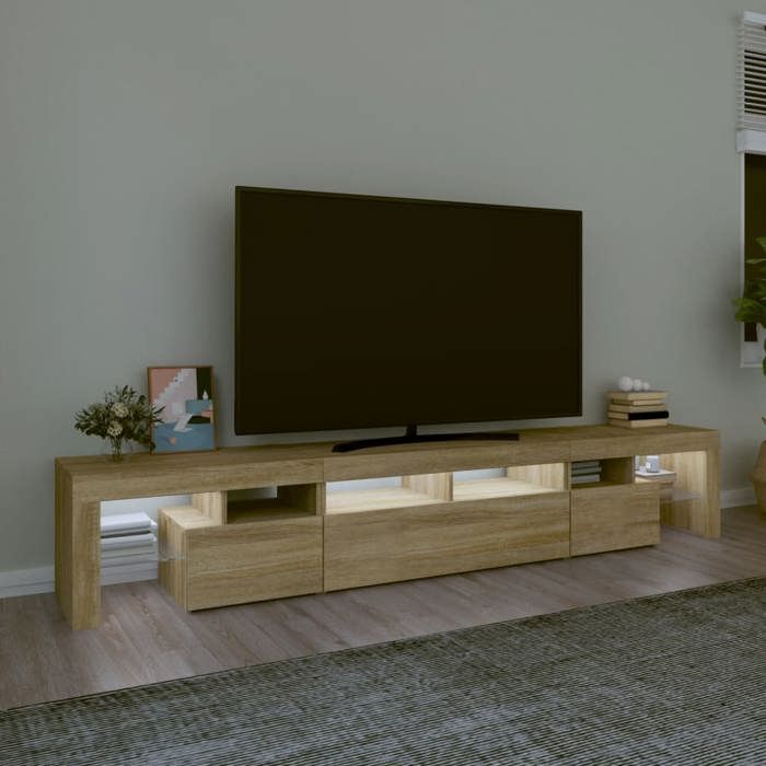 VidaXL Meuble TV avec Lumières LED Centre de Divertissement Rangement Meuble Média Meuble de Salon Salle de Séjour Maison 3152788