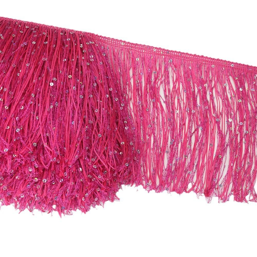 20Cm Wide Sequin Double-Wire Encrypted Nylon Row Beard Fringed Lace Latin Dance Clothing Accessories