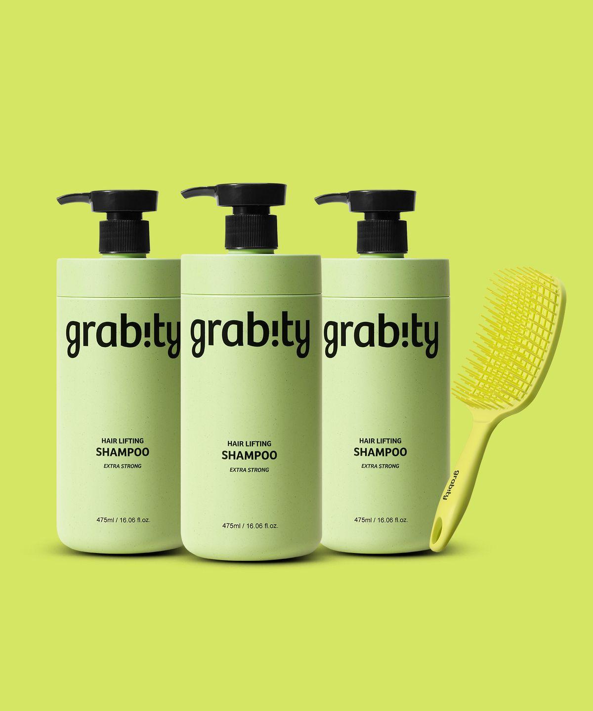 Hair Lifting Shampoo Extra Strong 475ml x 3 + Brush