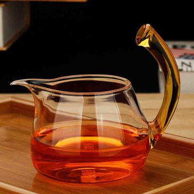 Transparent Household Glass Fair Cup Side Handle Kung Fu Tea Set Accessories Tea Set Male Cup Tea Leak Set High Temperature Resistance