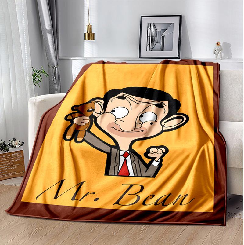 Mr Bean Flannel Blanket Soft Warm All-Season Throw, Design for Camping, Car Travel, Hiking Sofa, Bed, Office Perfect Gift for Parties
