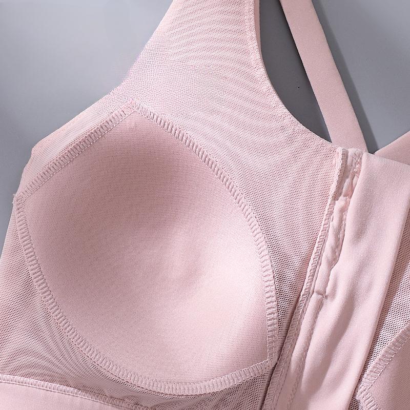 Women's One-piece Fixed Bra Pads Thin Section of The United States Back Front Zip High-strength Anti-shock Gathered Sports Underwear